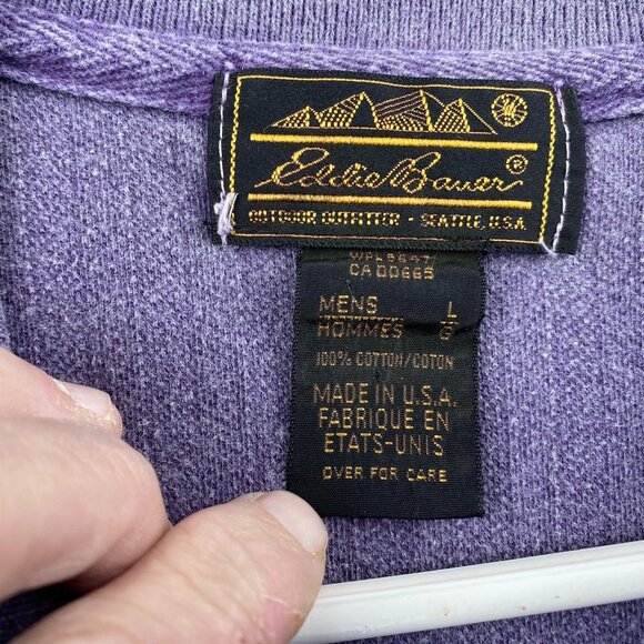 Eddie Bauer Men's L Purple Short-Sleeve Polo Shirt 100% Cotton STAINS - Picture 4 of 5